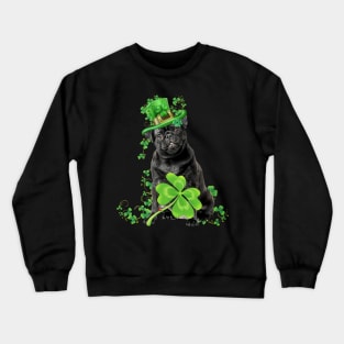 Black Pug Leprechaun Lucky Shamrock Happy St Patrick's Day Crewneck Sweatshirt